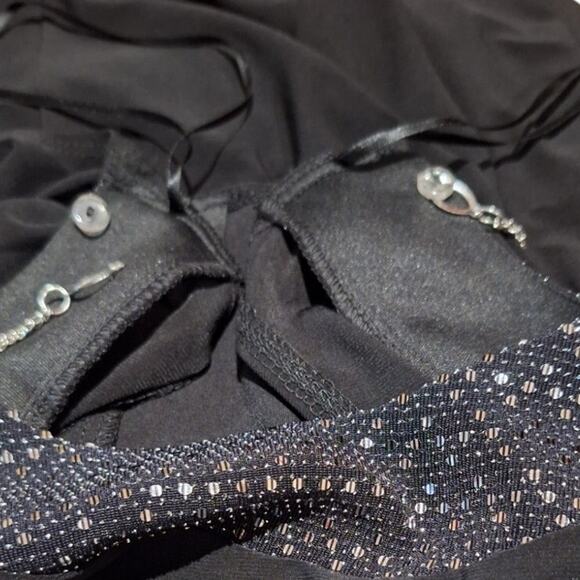 R&M Richards Women's Black Dress | Beaded Neckline, Attached Silver Necklace - Picture 7 of 8